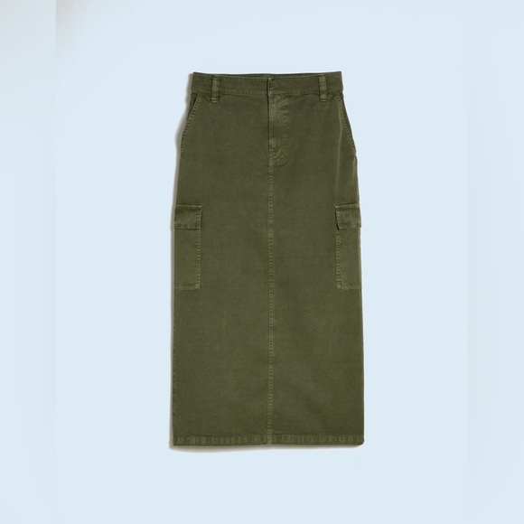 NWT Madewell Garment-Dyed Cargo Midi Skirt - 25 - Olive Green - Picture 7 of 9